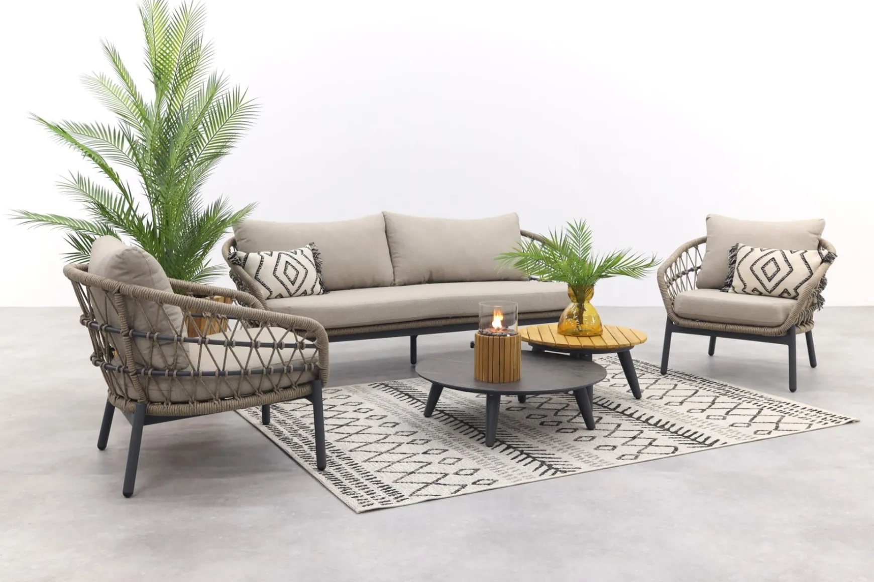 Julia stoel bank loungeset - 5-delig - antraciet