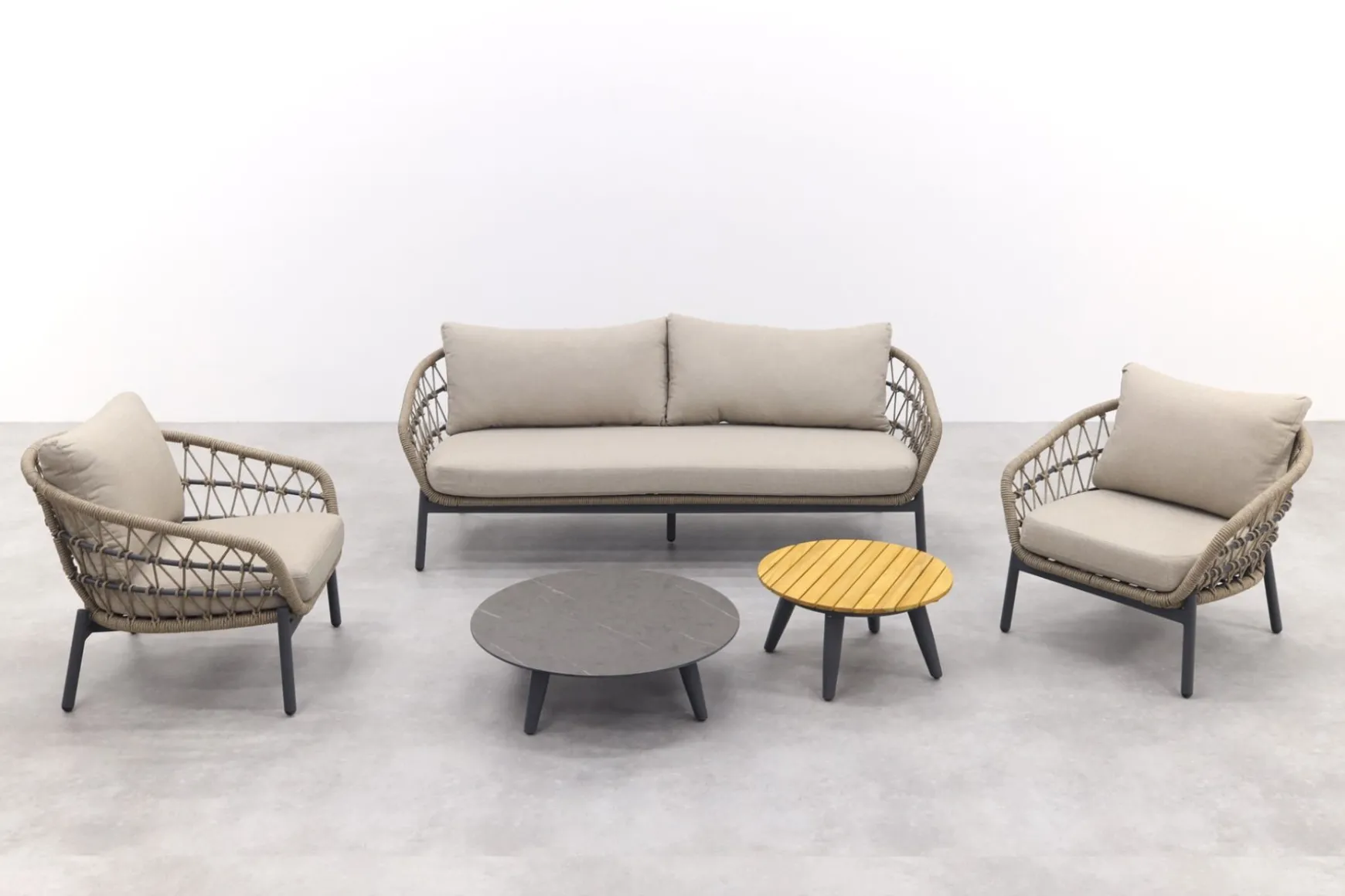 Julia stoel bank loungeset - 5-delig - antraciet
