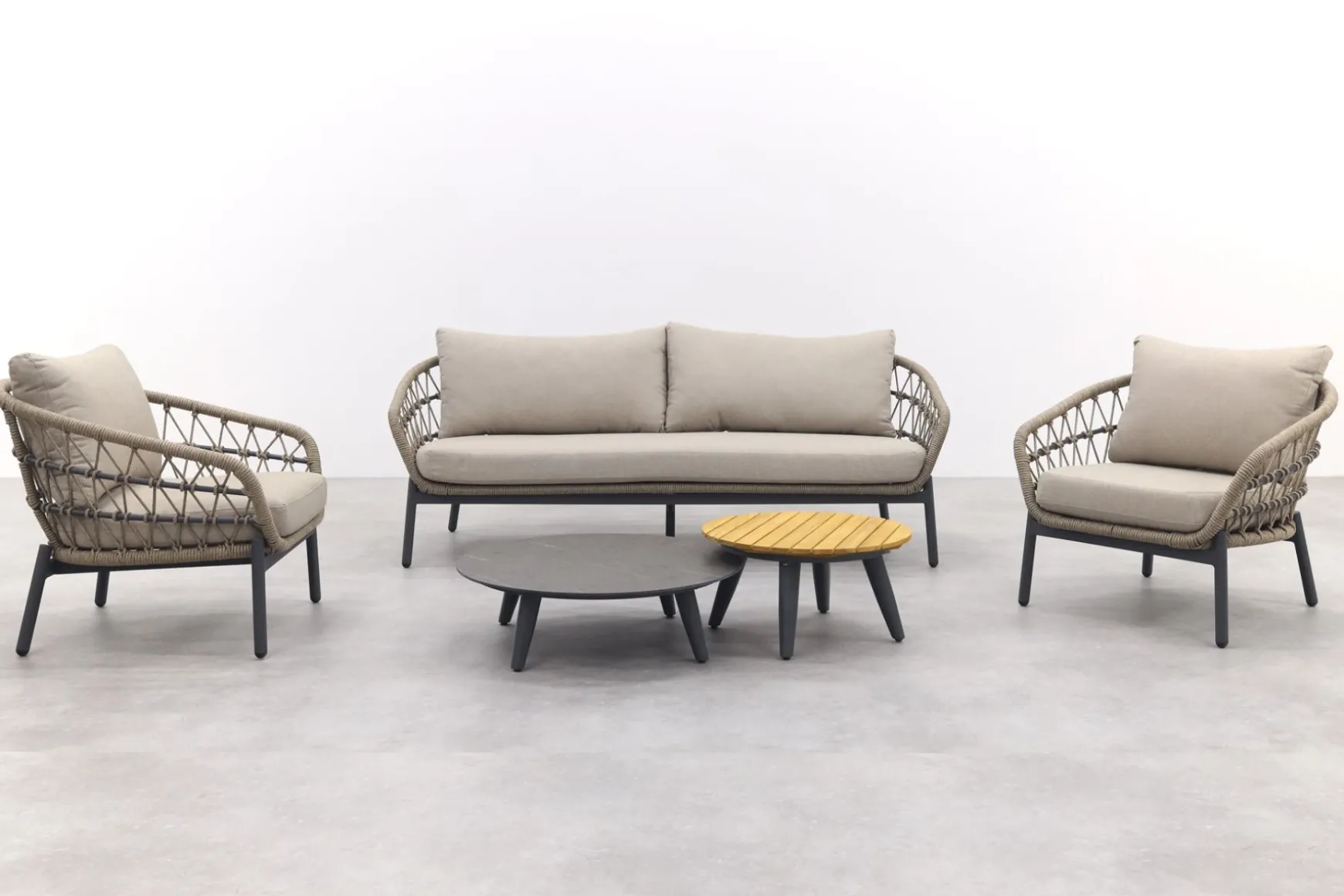 Julia stoel bank loungeset - 5-delig - antraciet