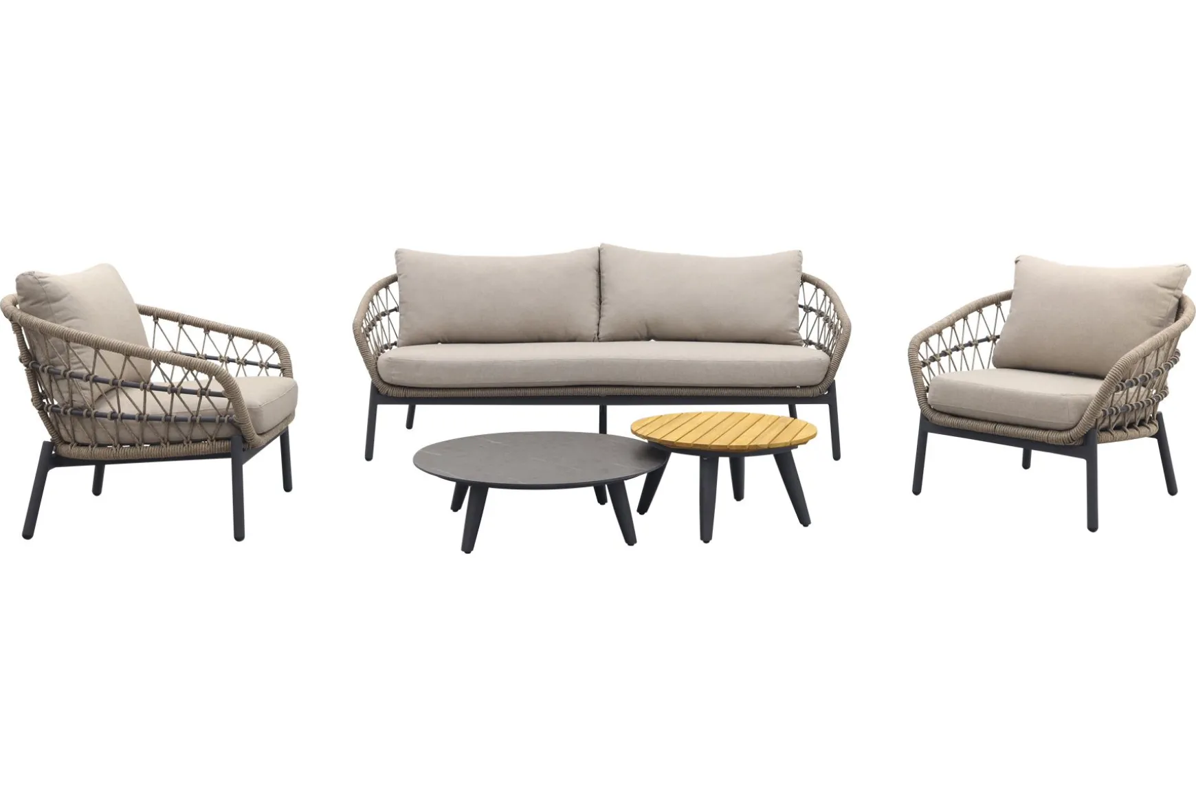 Julia stoel bank loungeset - 5-delig - antraciet