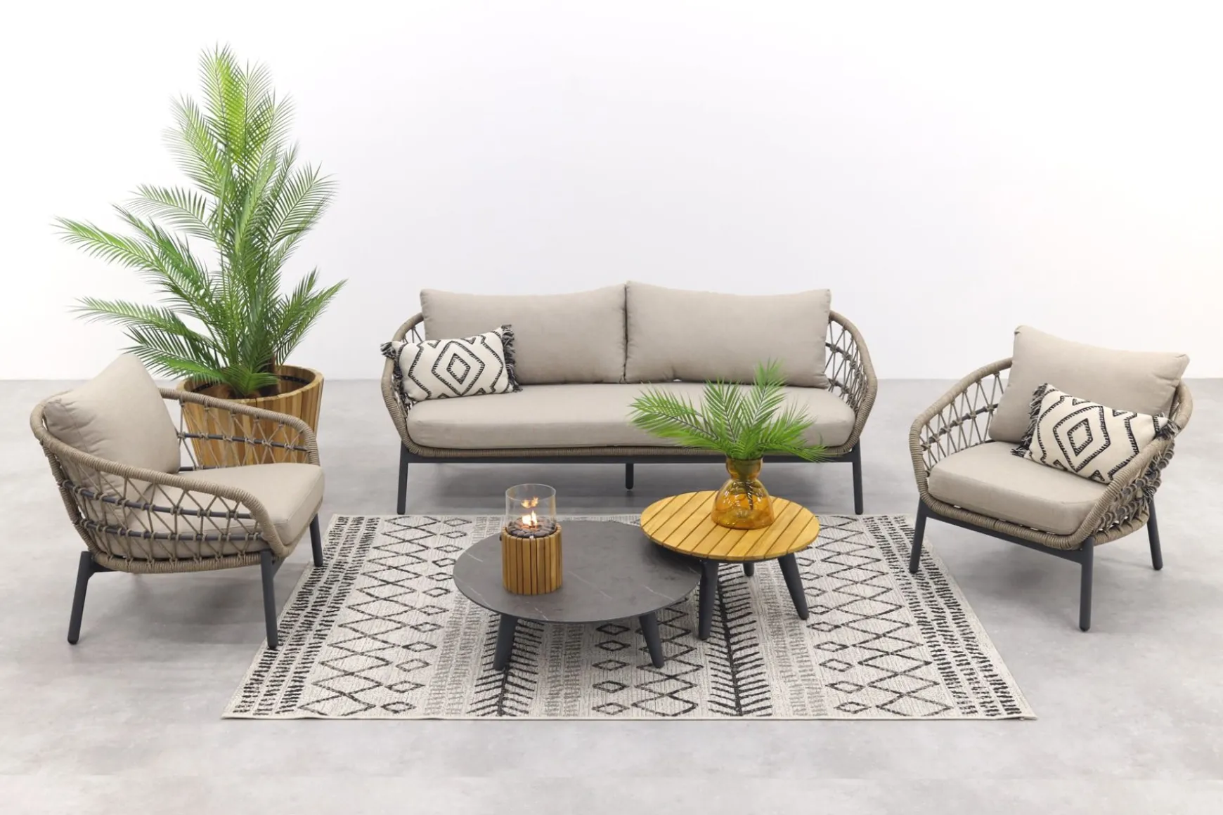 Julia stoel bank loungeset - 5-delig - antraciet