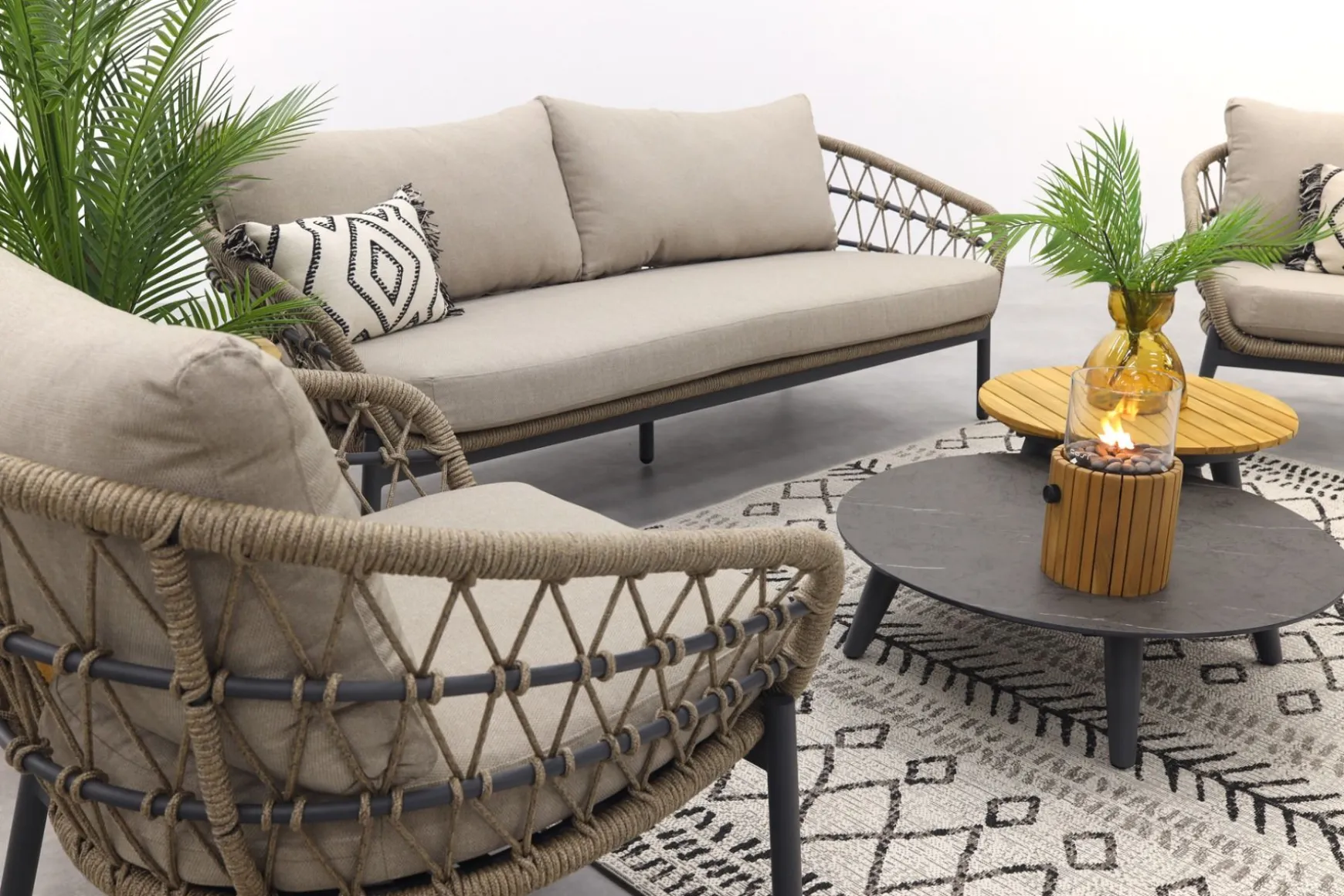 Julia stoel bank loungeset - 5-delig - antraciet
