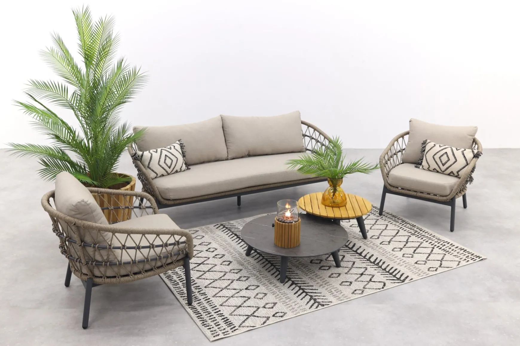 Julia stoel bank loungeset - 5-delig - antraciet
