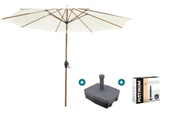 Kayu Stokparasol Ø300 cm. - Ecru/Woodlook met vulbare voet & hoes