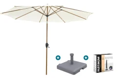 Kayu Stokparasol Ø300 cm. - Ecru/Woodlook met sleepvoet & hoes