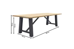 Keltex tuintafel - teak/aluminium - antraciet - 265x101 cm. - Op=Op