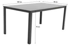Kettler Altura Curve/Cubic 4-persoons verstelbare tuinset 160x95 cm. - Antraciet