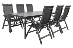 Kettler Altura/Edge verstelbare aluminium tuinset voor 6 personen 220x95 cm. - Antraciet