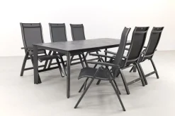 Kettler Altura/Edge verstelbare aluminium tuinset voor 6 personen 220x95 cm. - Antraciet