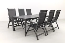 Kettler Altura/Edge verstelbare aluminium tuinset voor 6 personen 220x95 cm. - Antraciet