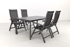 Kettler Altura/Edge verstelbare aluminium tuinset voor 4 personen 160x95 cm. - Antraciet