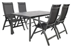 Kettler Altura/Edge verstelbare aluminium tuinset voor 4 personen 160x95 cm. - Antraciet