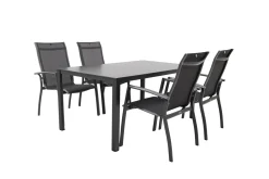 Kettler Legato Curve/Cubic 4-persoons stapelbare tuinset 160x95 cm. - Antraciet