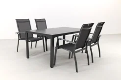 Kettler Legato Curve/Cubic 4-persoons stapelbare tuinset 160x95 cm. - Antraciet