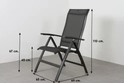 Kettler Legato Curve/Cubic 4-persoons verstelbare tuinset 160x95 cm. - Antraciet