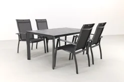 Kettler Legato/Edge stapelbare aluminium tuinset voor 4 personen 160x95 cm. - Antraciet