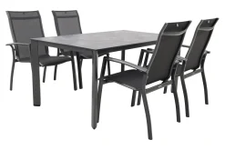 Kettler Legato/Edge stapelbare aluminium tuinset voor 4 personen 160x95 cm. - Antraciet