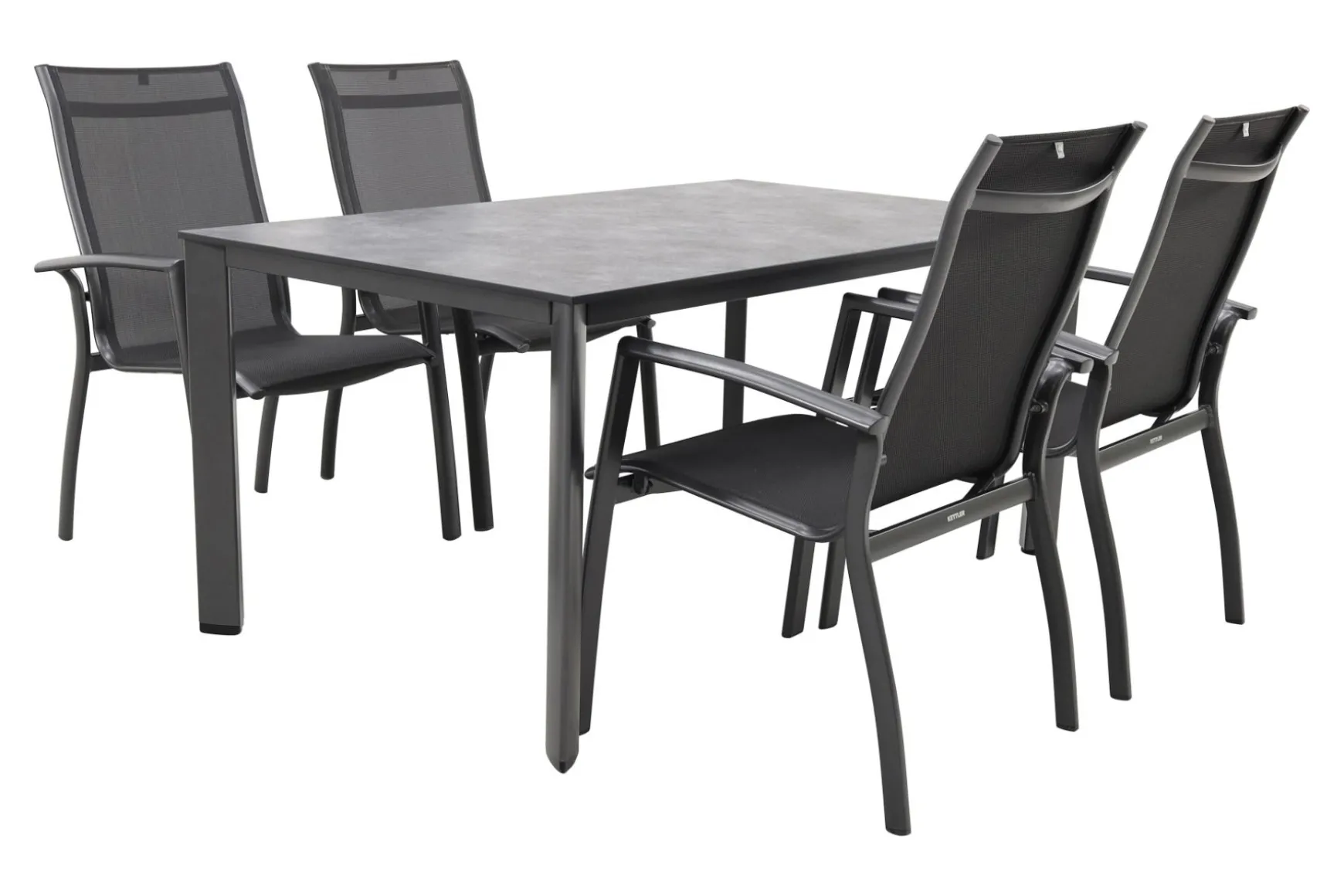 Kettler Legato/Edge stapelbare aluminium tuinset voor 4 personen 160x95 cm. - Antraciet