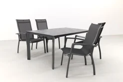 Kettler Legato/Edge stapelbare aluminium tuinset voor 4 personen 160x95 cm. - Antraciet