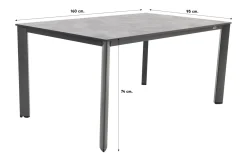 Kettler Legato/Edge stapelbare aluminium tuinset voor 4 personen 160x95 cm. - Antraciet