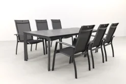 Kettler Legato/Edge stapelbare aluminium tuinset voor 6 personen 220x95 cm. - Antraciet