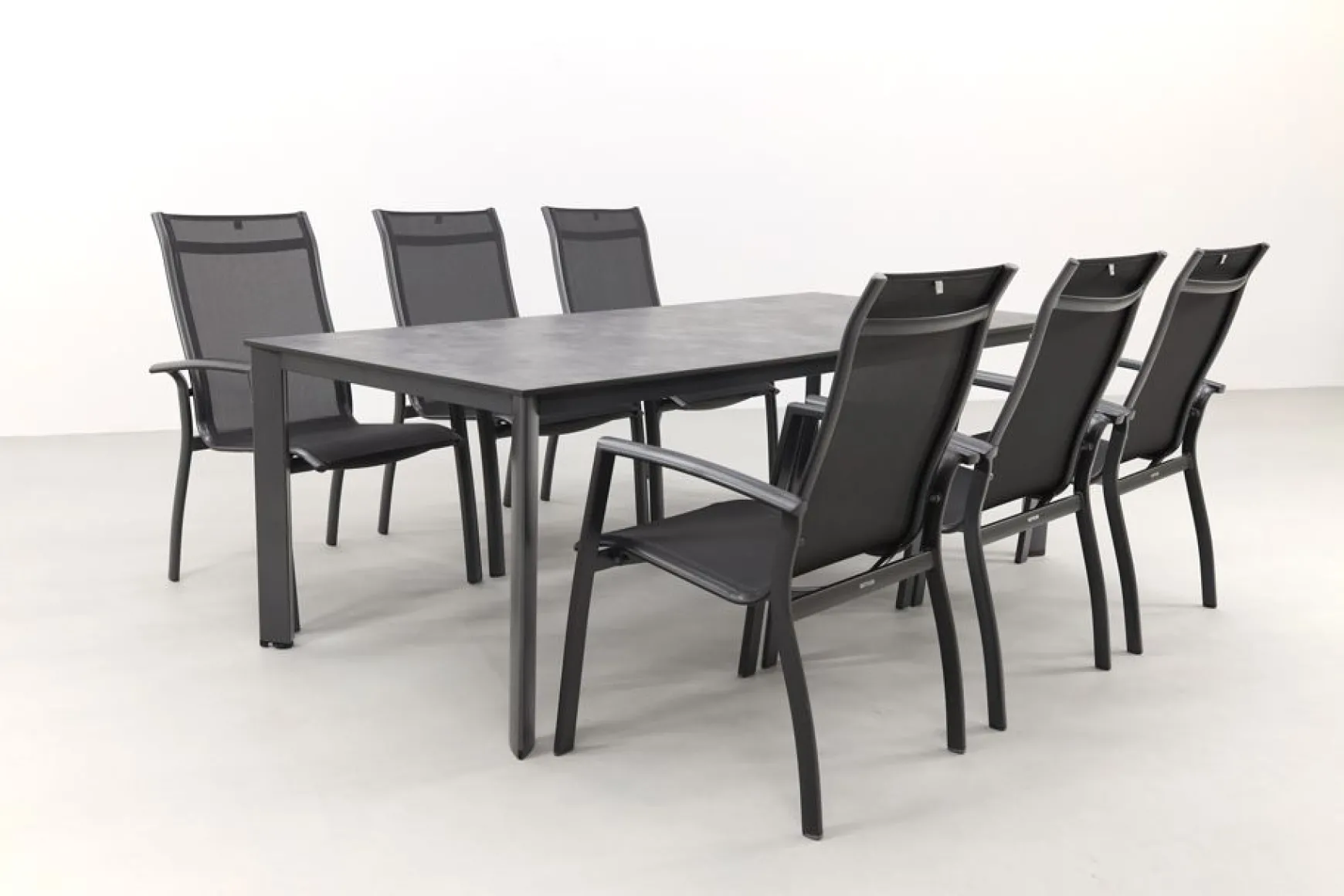 Kettler Legato/Edge stapelbare aluminium tuinset voor 6 personen 220x95 cm. - Antraciet