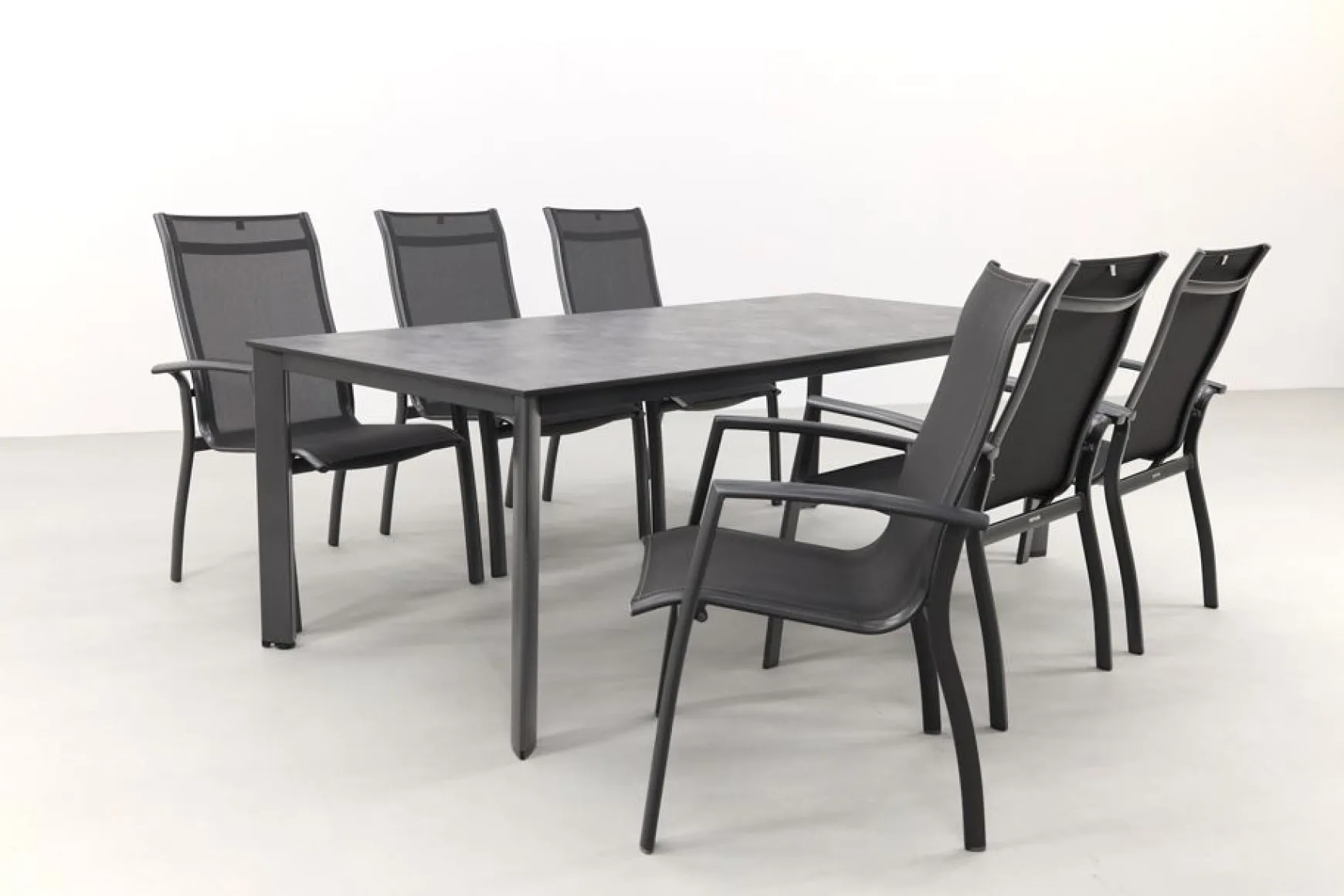 Kettler Legato/Edge stapelbare aluminium tuinset voor 6 personen 220x95 cm. - Antraciet