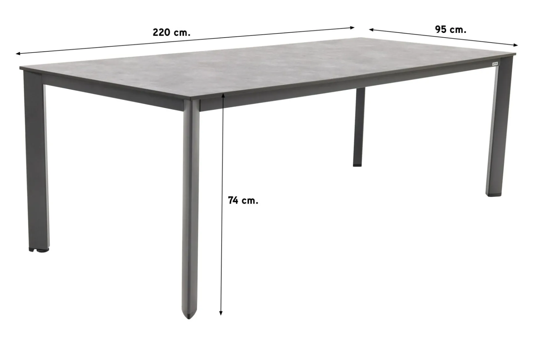Kettler Legato/Edge stapelbare aluminium tuinset voor 6 personen 220x95 cm. - Antraciet