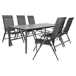 Kettler Legato/Edge verstelbare aluminium tuinset voor 6 personen 220x95 cm. - Antraciet