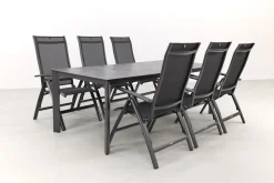 Kettler Legato/Edge verstelbare aluminium tuinset voor 6 personen 220x95 cm. - Antraciet