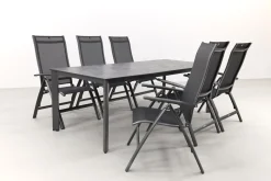 Kettler Legato/Edge verstelbare aluminium tuinset voor 6 personen 220x95 cm. - Antraciet