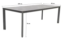 Kettler Legato/Edge verstelbare aluminium tuinset voor 6 personen 220x95 cm. - Antraciet