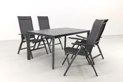 Kettler Legato/Edge verstelbare aluminium tuinset voor 4 personen 160x95 cm. - Antraciet