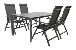 Kettler Legato/Edge verstelbare aluminium tuinset voor 4 personen 160x95 cm. - Antraciet