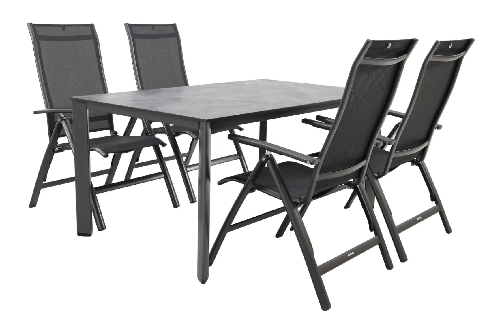 Kettler Legato/Edge verstelbare aluminium tuinset voor 4 personen 160x95 cm. - Antraciet
