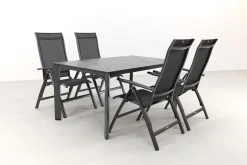 Kettler Legato/Edge verstelbare aluminium tuinset voor 4 personen 160x95 cm. - Antraciet
