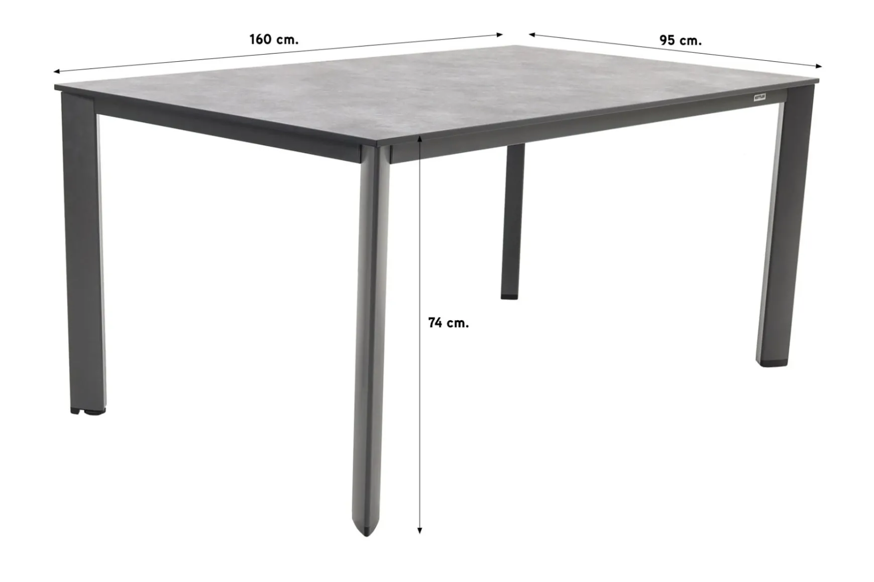 Kettler Legato/Edge verstelbare aluminium tuinset voor 4 personen 160x95 cm. - Antraciet
