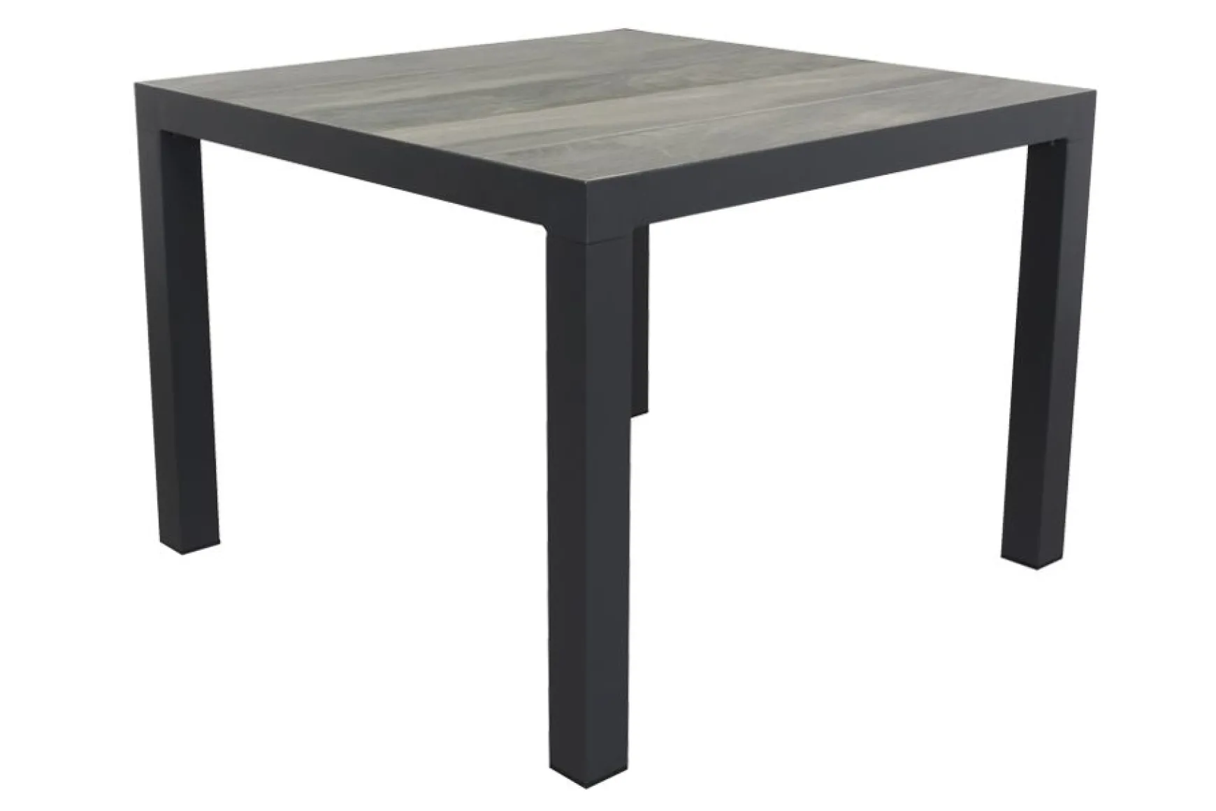 Kings tuintafel 100x100 cm. - Antraciet/Houtlook