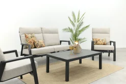 Lagos/Atlanta stoel-bank loungeset 4-delig verstelbaar - Antraciet