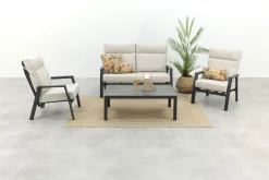 Lagos/Atlanta stoel-bank loungeset 4-delig verstelbaar - Antraciet