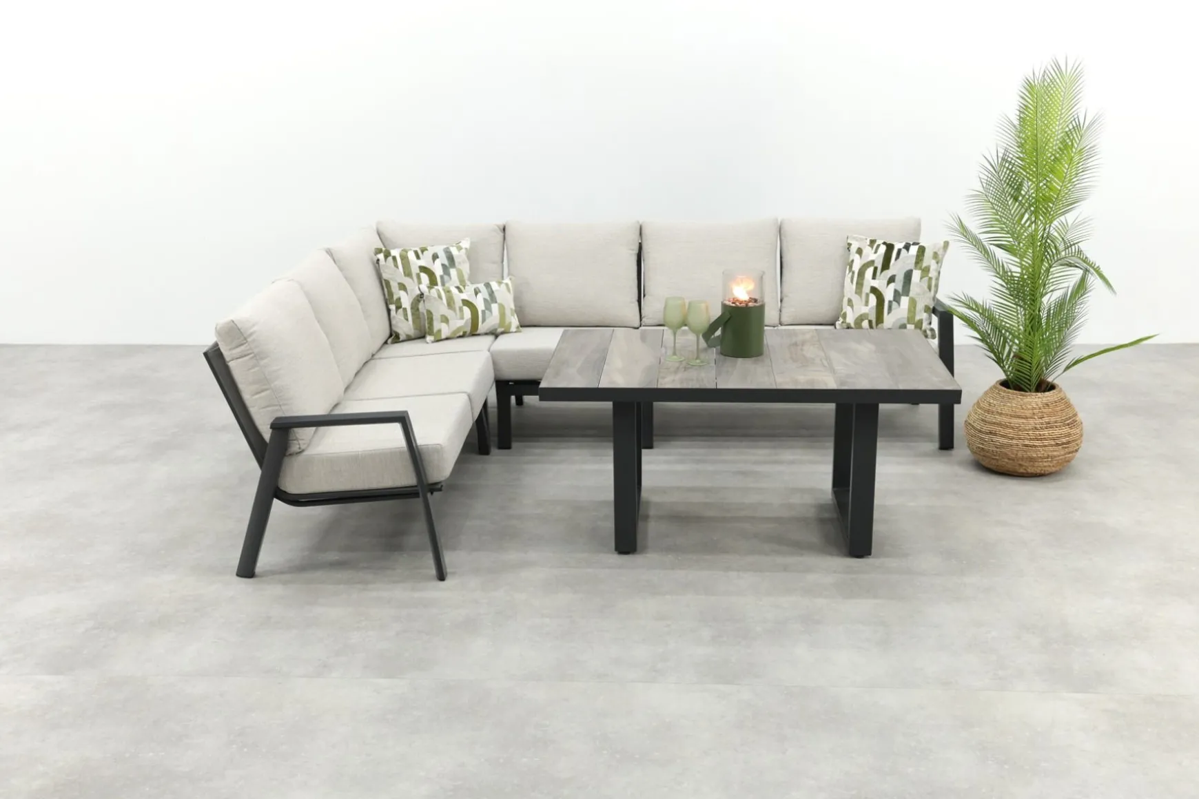 Lagos/Darwin lounge dining set - antraciet - links & rechts