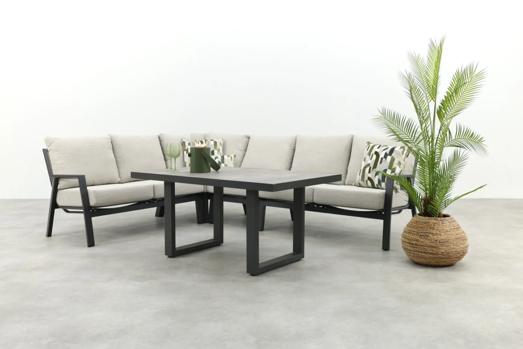 Lagos/Darwin lounge dining set - antraciet - links & rechts