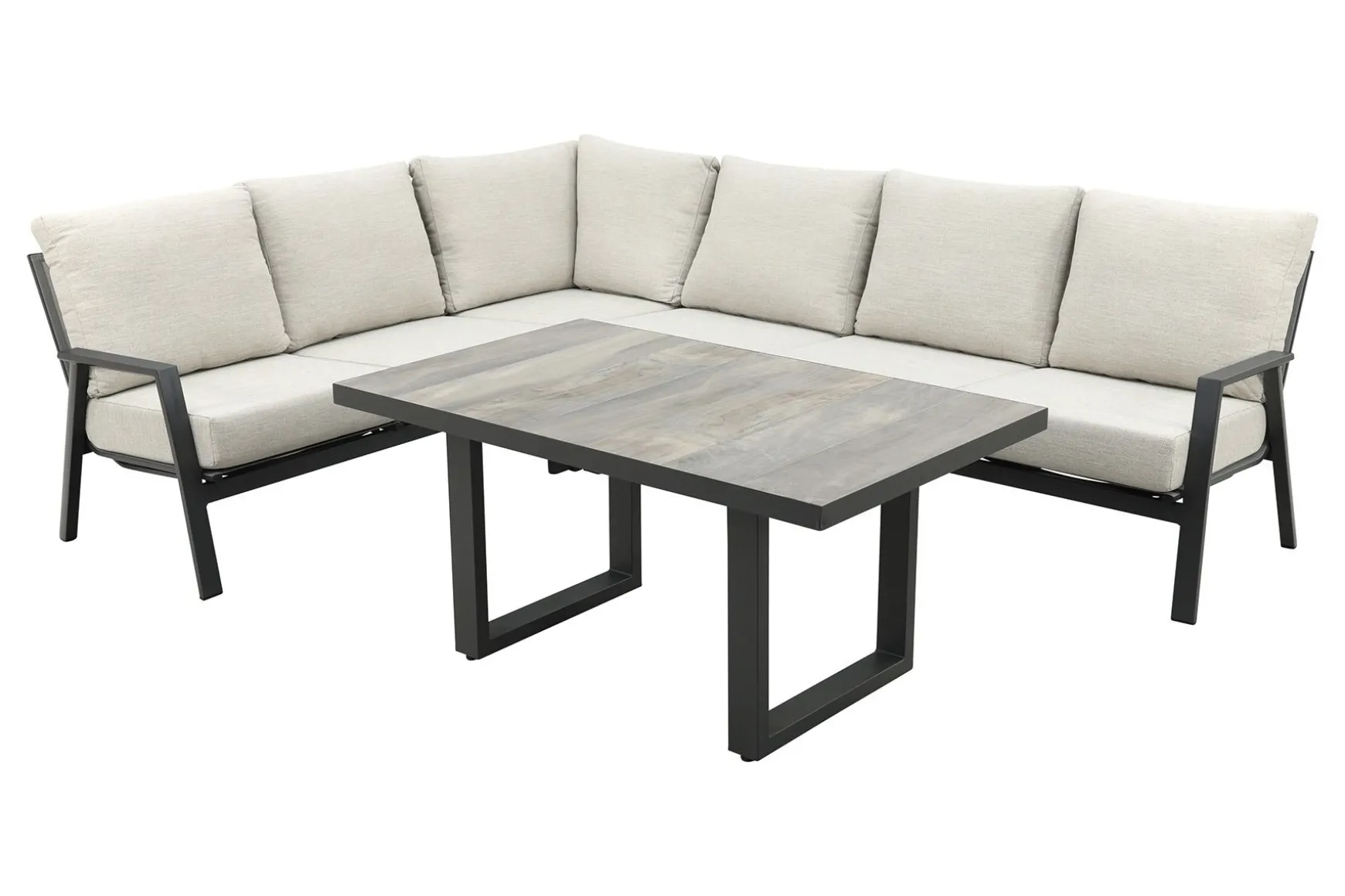 Lagos/Darwin lounge dining set - antraciet - links & rechts