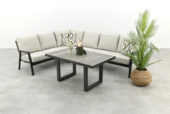 Lagos/Darwin lounge dining set - antraciet - links & rechts