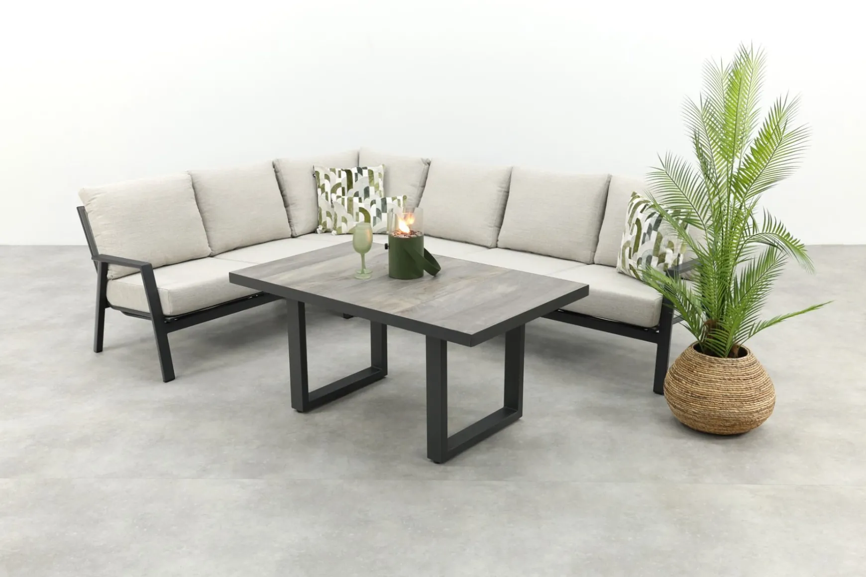 Lagos/Darwin lounge dining set - antraciet - links & rechts