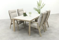 Lagos/Kings verstelbare 4-persoons tuinset 180x100 cm. - Latte