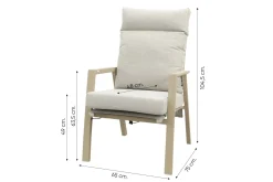 Lagos/Kings verstelbare 4-persoons tuinset 180x100 cm. - Latte