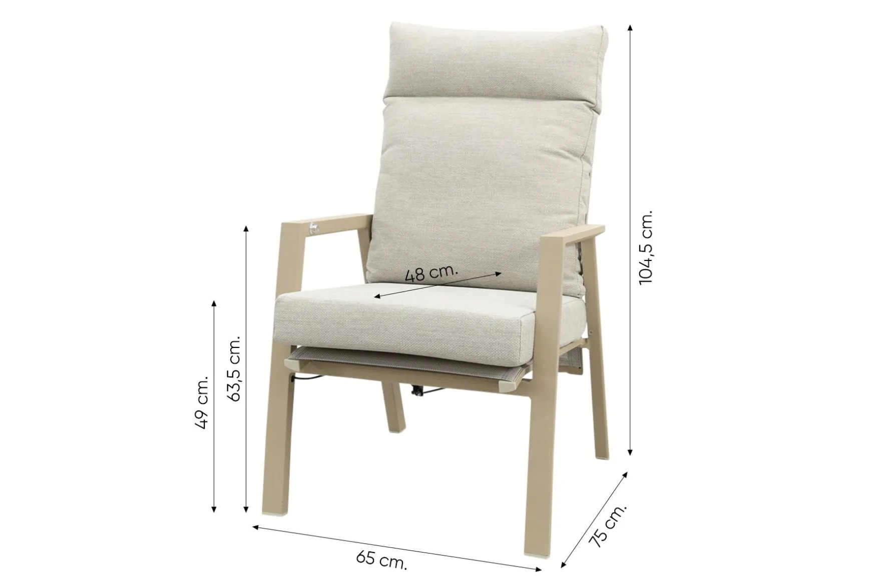Lagos/Kings verstelbare 4-persoons tuinset 180x100 cm. - Latte