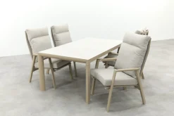 Lagos/Kings verstelbare 4-persoons tuinset 180x100 cm. - Latte