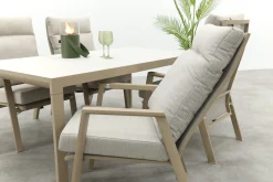 Lagos/Kings verstelbare 4-persoons tuinset 180x100 cm. - Latte